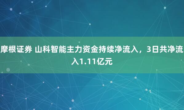 摩根证券 山科智能主力资金持续净流入，3日共净流入1.11亿元